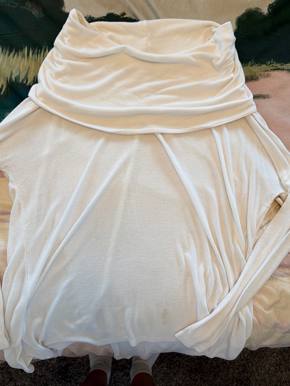 Cozy White Cowl Neck/ Off the Shoulder Top